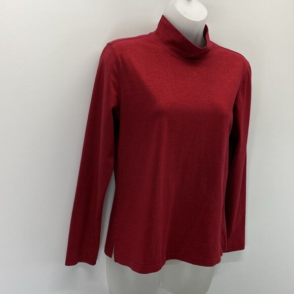 Talbots Women's Red Metallic Pullover Mock Turtleneck Sweater Size Petite Small - Picture 2 of 7